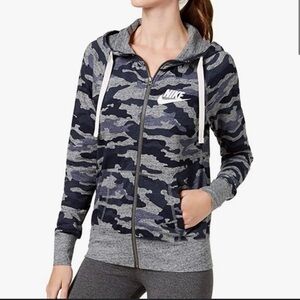Nike Women's Camouflage Hoodie - Navy and Gray- size XS
